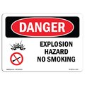 Signmission OSHA Danger Sign, Explosion Hazard No Smoking, 14in X 10in Rigid Plastic, 10" W, 14" L, Landscape OS-DS-P-1014-L-1207